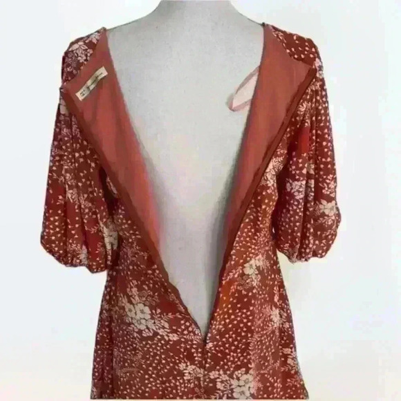 Rust Floral Here Comes The Sun Dress Size Large​ - Picture 5 of 9